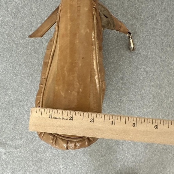 Vintage Genuine Eel Skin Shoulder Bag Purse Exotic Medium Brown Korea Tassel 80s - Picture 12 of 12